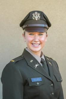 Image of Hannah Gillies in military uniform