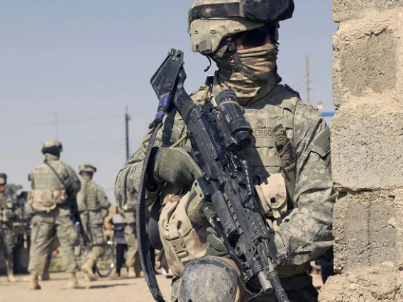 Soldier holding rifle